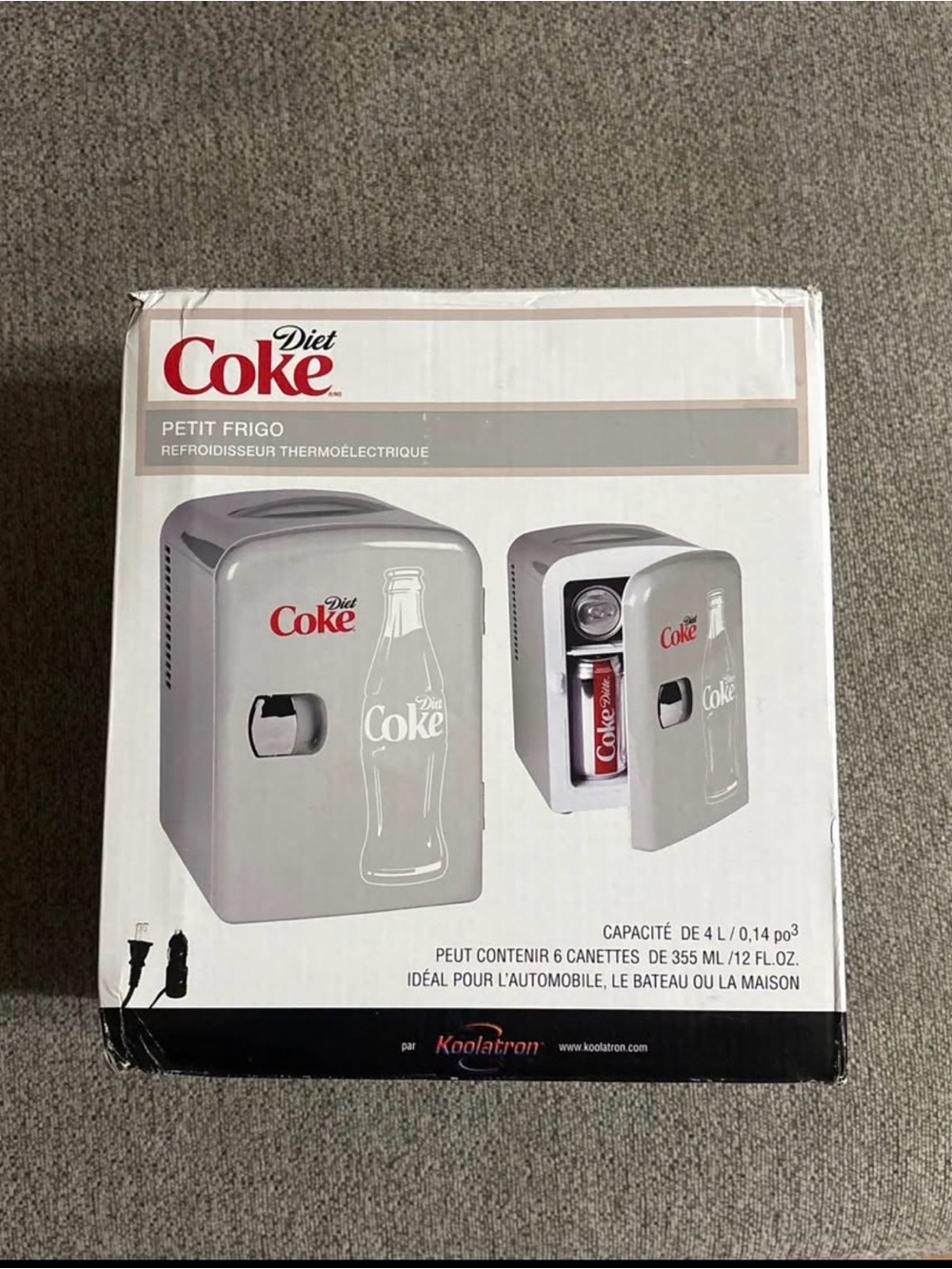 Diet Coke Mini Fridge - Silver Compact Thermoelectric Cooler